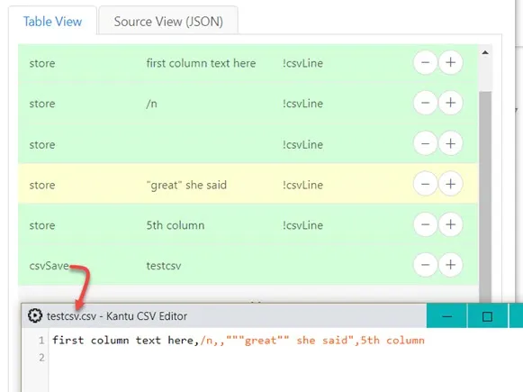 csvsave and !csvline explained