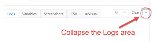 Collapse Logs area