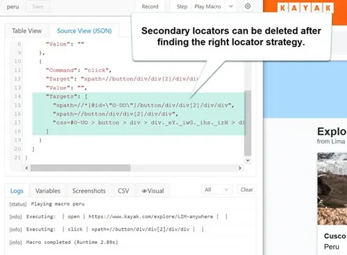 Selenium IDE Secondary Locator