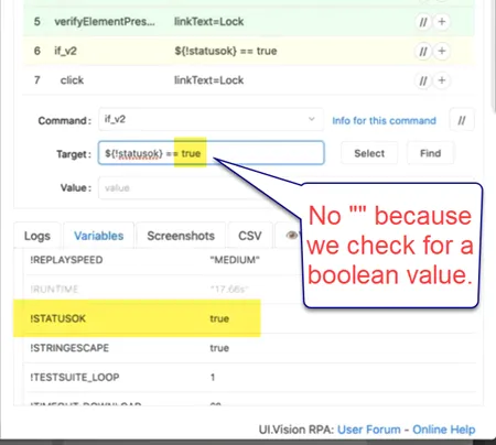 RPA boolean values