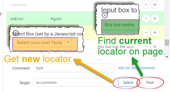 Selenium IDE Find and Search buttons